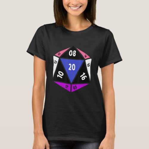 Genderfluid D20 Dice Nonbinary Rainbow Pride LGBTQ T_Shirt