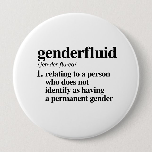 Genderfluid Definition - Defined LGBTQ Terms - Pinback Button (Front)