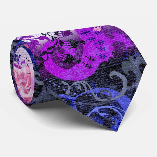 Genderfluid Dragon Damask - Genderfluid Pride Flag Neck Tie (Rolled)