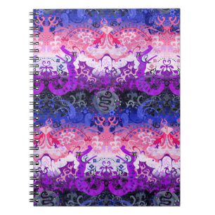 Genderfluid Dragon Damask - Genderfluid Pride Flag Notebook