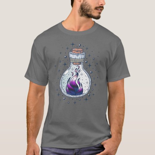 Genderfluid Fire Occult Bottle LGBT Pride Flag T_Shirt