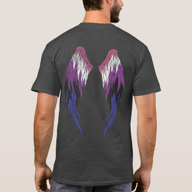Genderfluid Flag - Angel Wings T-Shirt (Back)