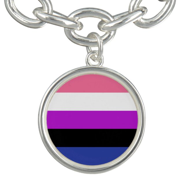 Genderfluid Flag Charm Bracelet (Design)