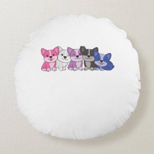 Genderfluid Flag Corgi Pride Lgbtq Cute Dogs Round Pillow