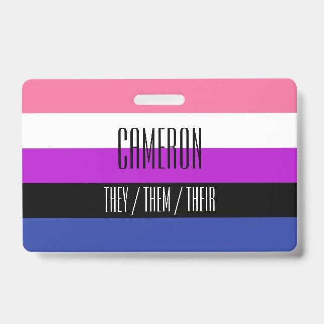 Genderfluid Flag Name / Pronoun Badge (Front)