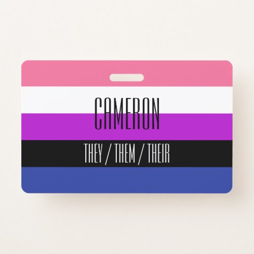 Genderfluid Flag Name  Pronoun Badge
