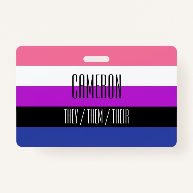 Genderfluid Flag Name / Pronoun Badge (Front)