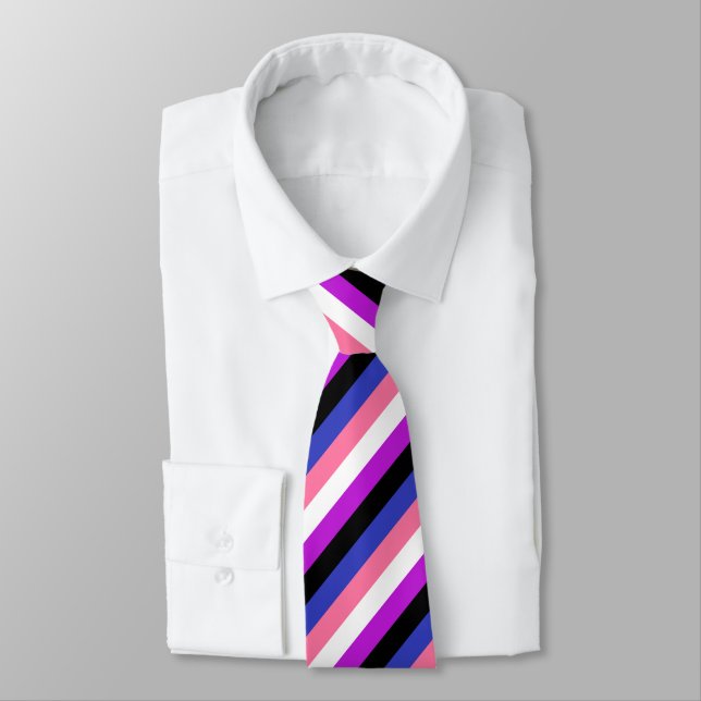 Genderfluid Flag Neck Tie (Tied)