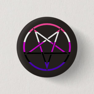Genderfluid flag pentagram pinback button