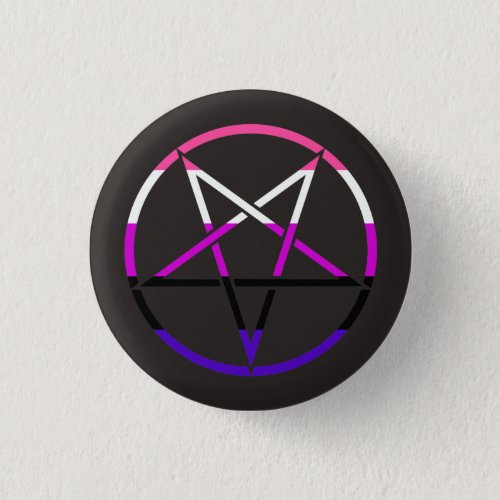 Genderfluid flag pentagram pinback button