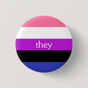 Genderfluid flag / they pronoun button