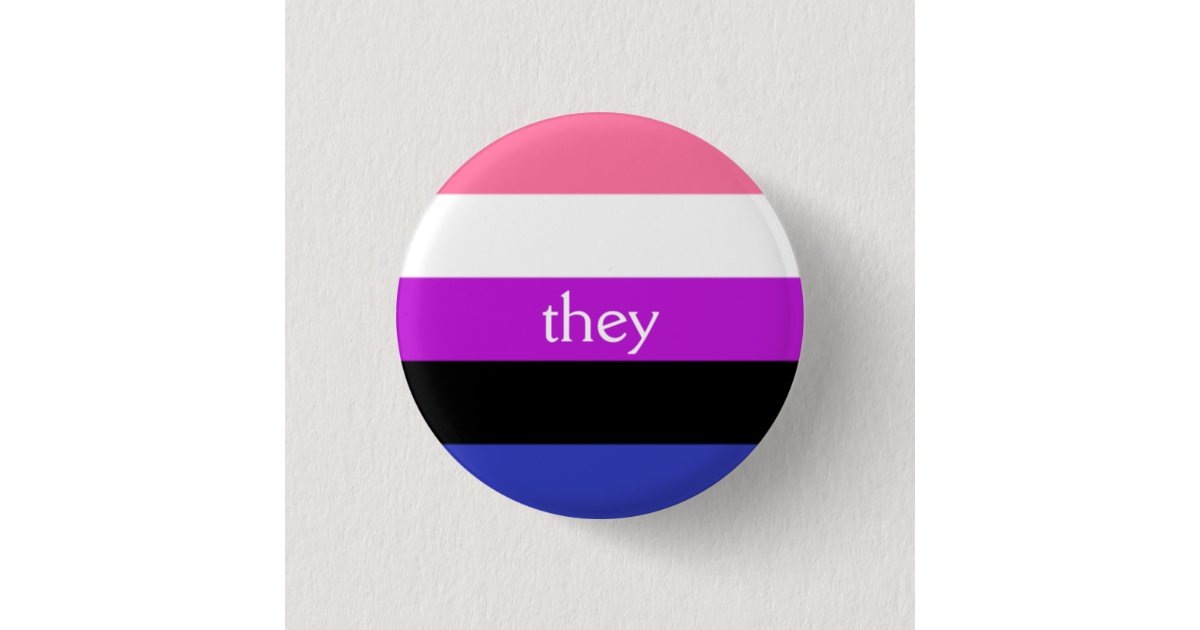 Genderfluid flag / they pronoun button | Zazzle