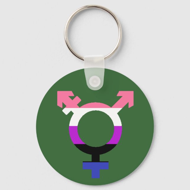 Genderfluid Flag Trans Symbol Keychain (Front)