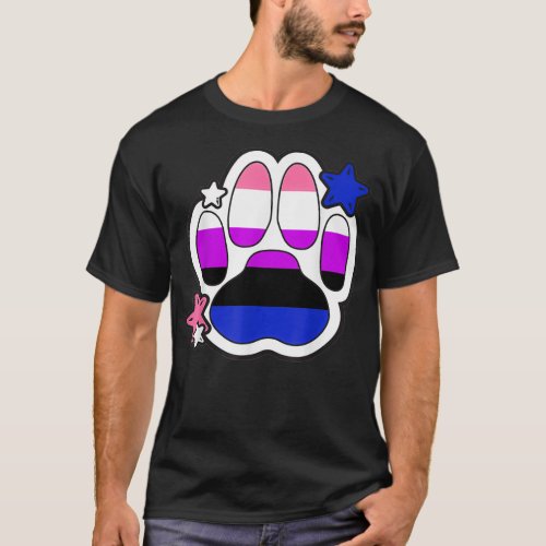 Genderfluid Furry Paw LGBTQ Month Gay Rights Pride T_Shirt