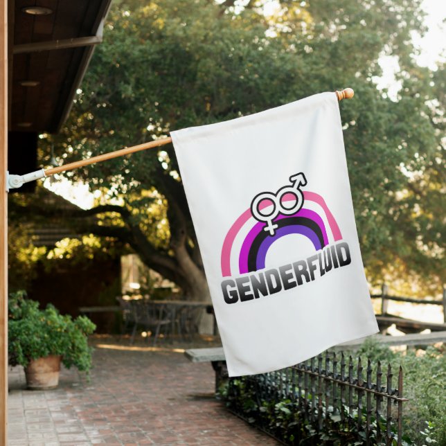 Genderfluid Gender Symbol House Flag (In SItu)