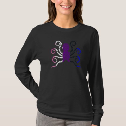 Genderfluid Heart Octopus Lgbt Q Cute Animal Pride T_Shirt
