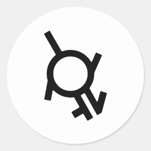 Genderfluid Intergender and Neutrois Gender Symbol Classic Round Sticker
