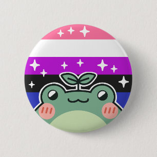 Genderfluid LGBT Pride Flag Frog Button