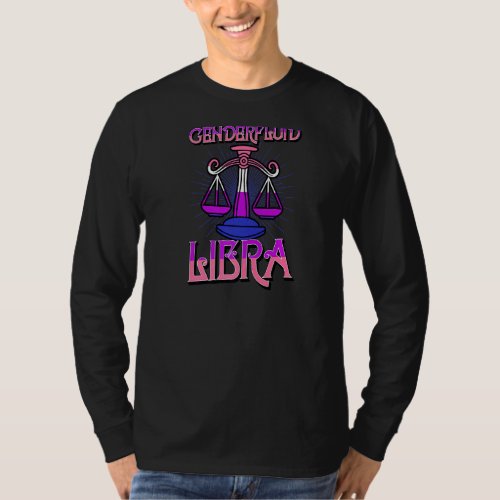 Genderfluid Libra Zodiac Sign Birthday Horoscope   T_Shirt