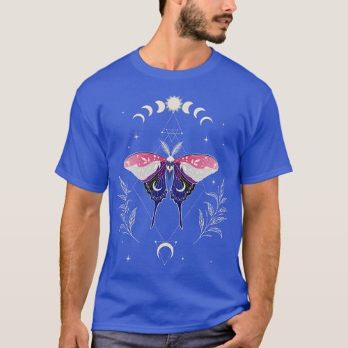 Genderfluid Luna Moth Celestial  LGBT Pride Flag 1 T_Shirt