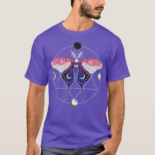 Genderfluid Luna Moth Celestial  LGBT Pride Flag T_Shirt
