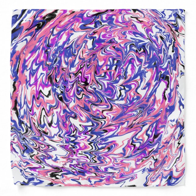 Genderfluid marble paint pouring swirl abstract bandana (Front)
