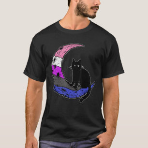 Genderfluid Moon Cat Pride Flag Lgbt Subtle Gay No T-Shirt