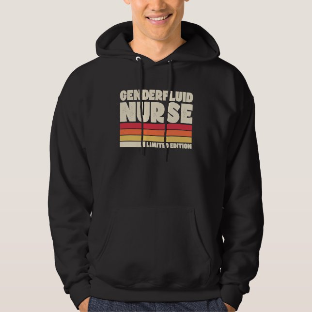 Genderfluid Nurse  Retro Vintage Style Hoodie (Front)