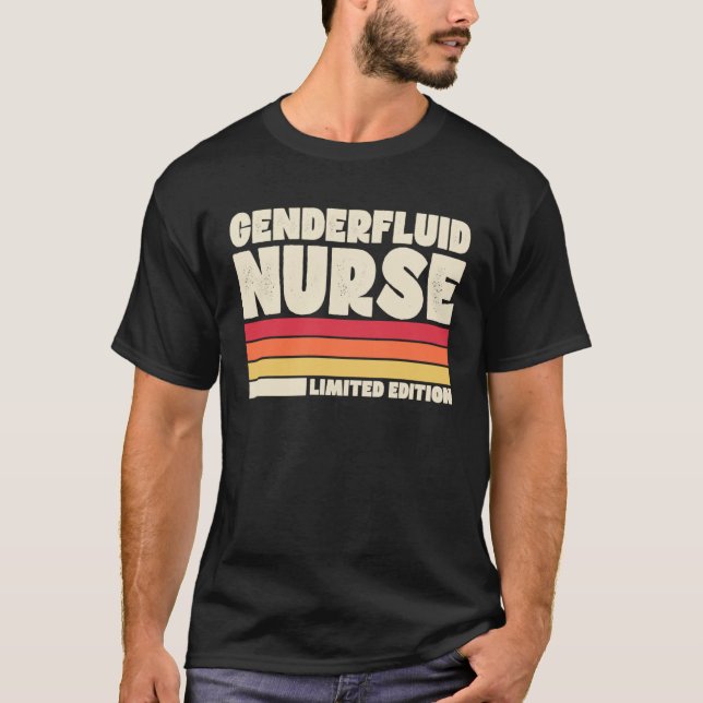 Genderfluid Nurse  Retro Vintage Style T-Shirt (Front)