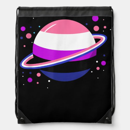 Genderfluid Outer Space Planet Genderfluid Pride Drawstring Bag