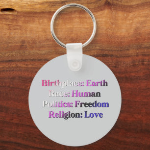 Genderfluid Pride - Birthplace: Earth. Race: Human Keychain