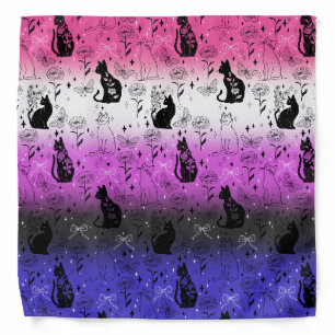 Genderfluid Pride Black Cat - Mystical Witchy Bandana