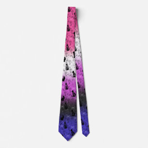 Genderfluid Pride Black Cat - Mystical Witchy Neck Tie