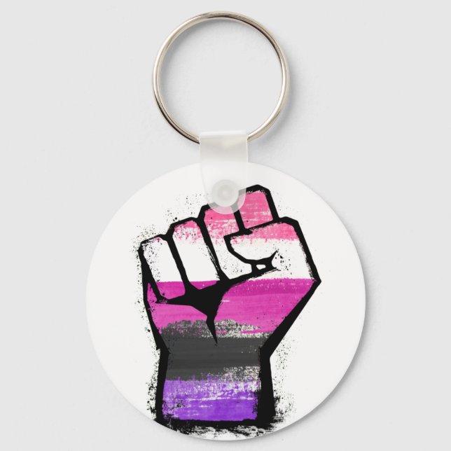 Genderfluid Pride Fist Keychain (Front)