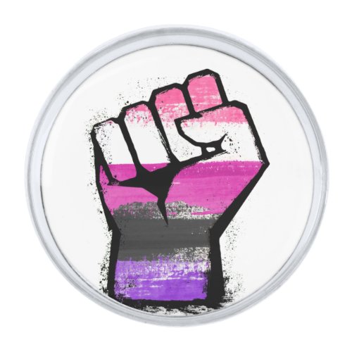 Genderfluid Pride Fist Silver Finish Lapel Pin