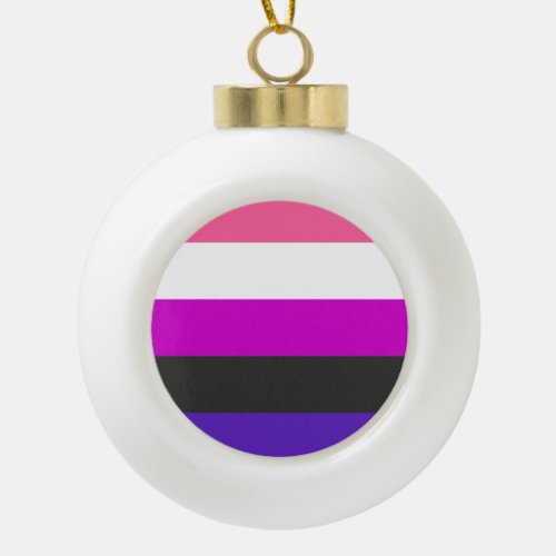 Genderfluid Pride Flag Ceramic Ball Christmas Ornament