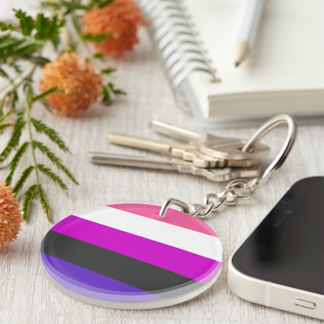 Genderfluid Pride Flag Keychain (Front Right)