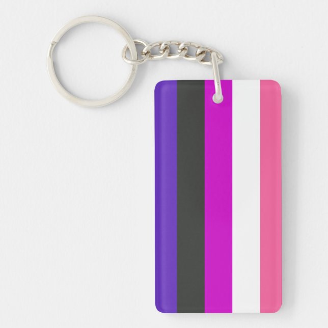 Genderfluid Pride Flag Keychain (Front)