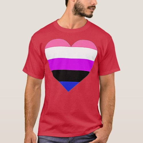 Genderfluid Pride Flag  LGB Love Heart Pocket Prin T_Shirt