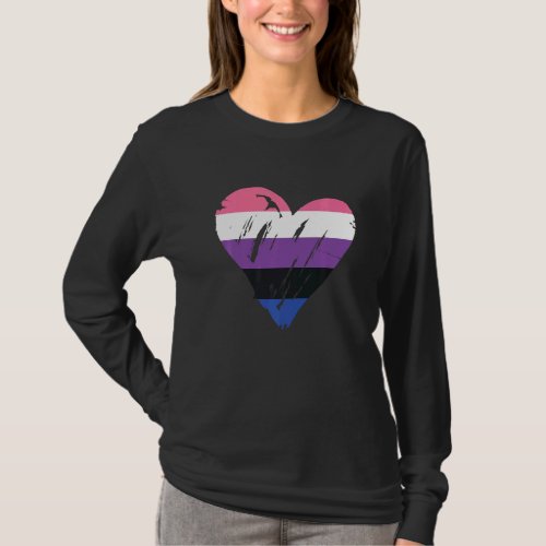Genderfluid Pride Flag Love Gender Fluid Heart Fla T_Shirt