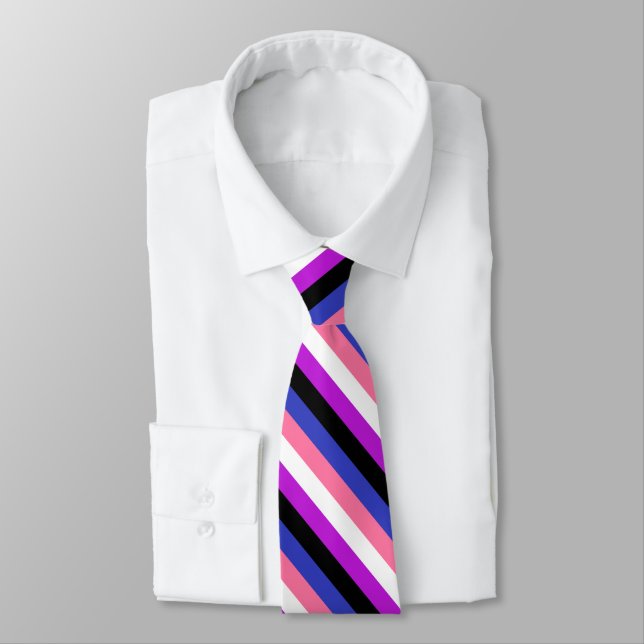 Genderfluid Pride Flag Neck Tie (Tied)