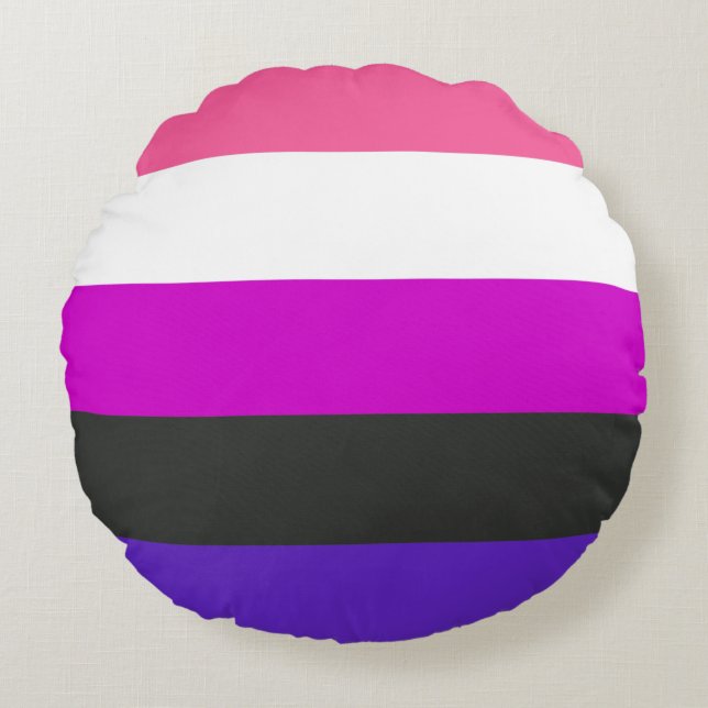 Genderfluid Pride Flag Round Pillow (Front)