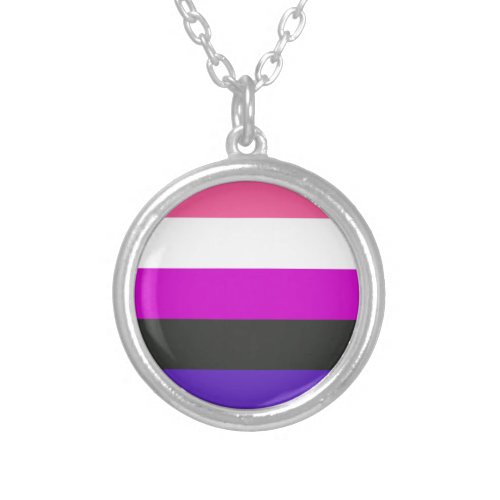 Genderfluid Pride Flag Silver Plated Necklace