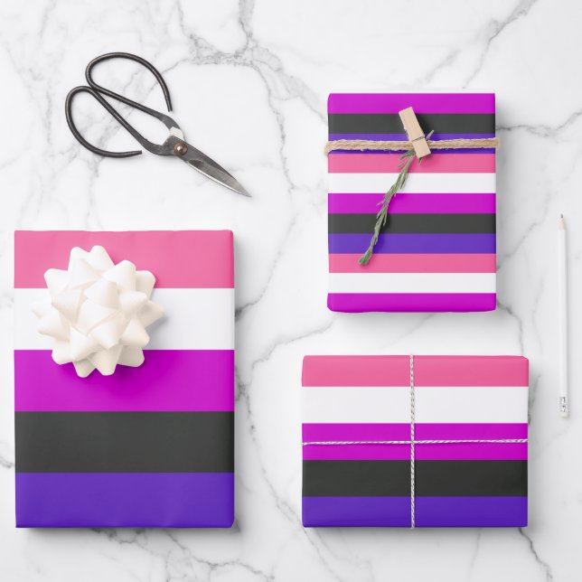 Genderfluid Pride Flag Wrapping Paper Sheets (Front)