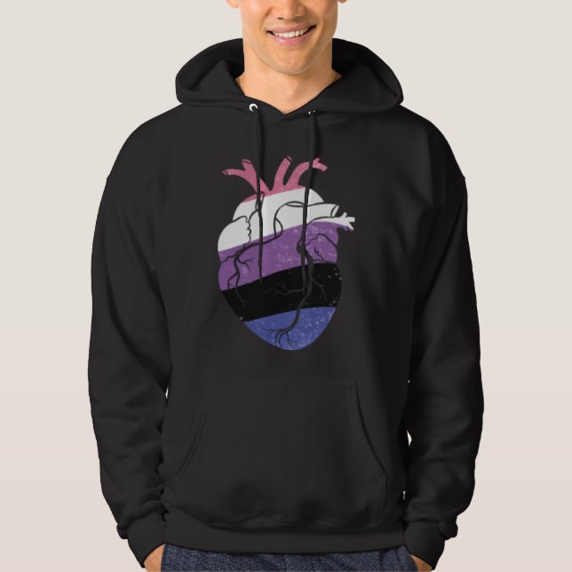 Genderfluid Pride Heart Flag Hoodie (Front)
