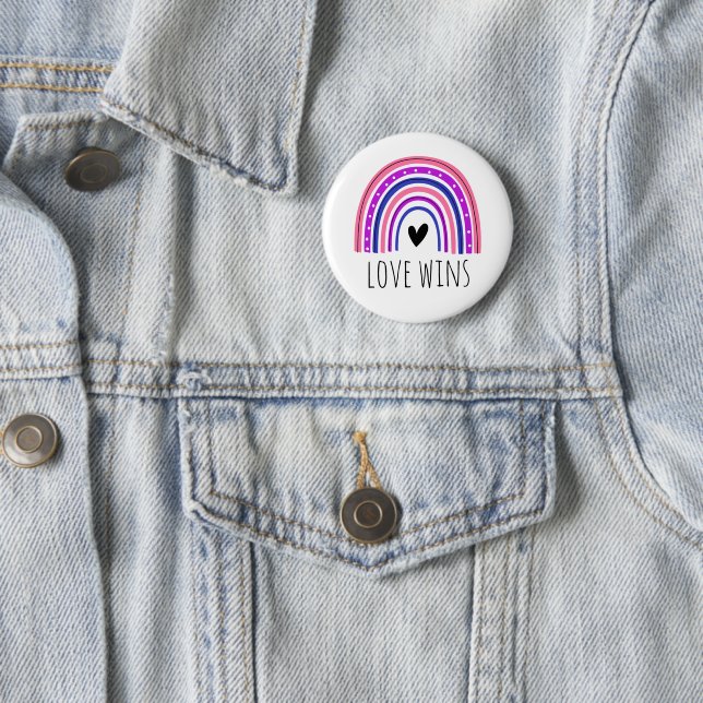 Genderfluid Pride Love Wins LGBT Rainbow Button (In Situ)