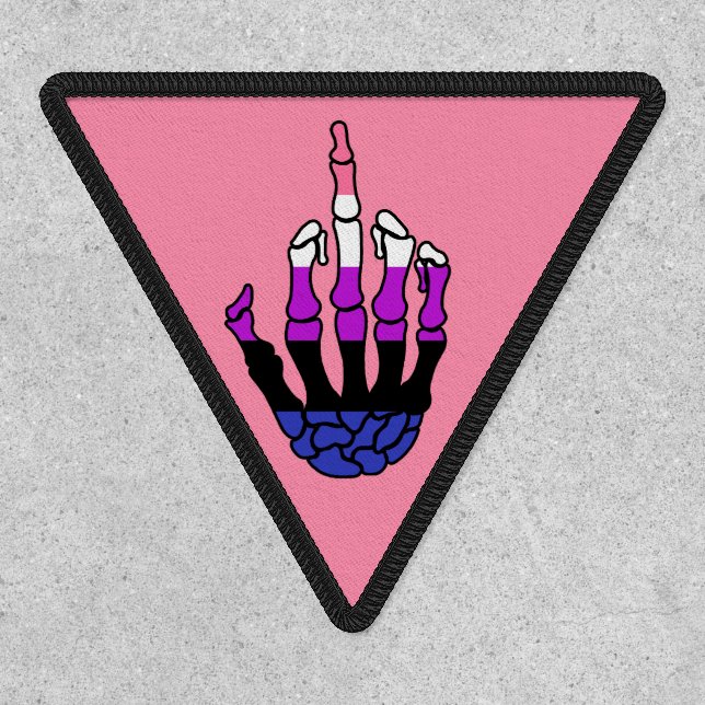 Genderfluid Pride Skeleton Hand Patch (Front)