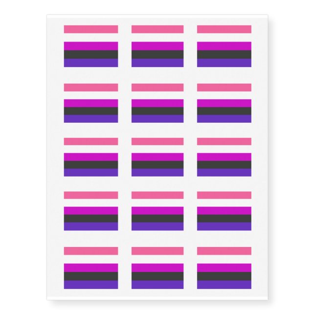 Genderfluid Pride Temporary Tattoos (Front)
