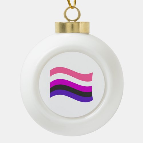 Genderfluid Pride Wavy Flag Ceramic Ball Christmas Ornament