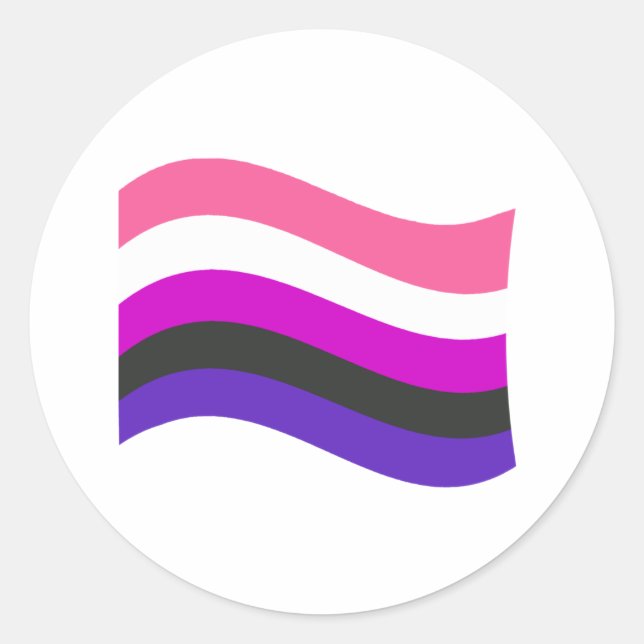 Genderfluid Pride Wavy Flag Classic Round Sticker (Front)